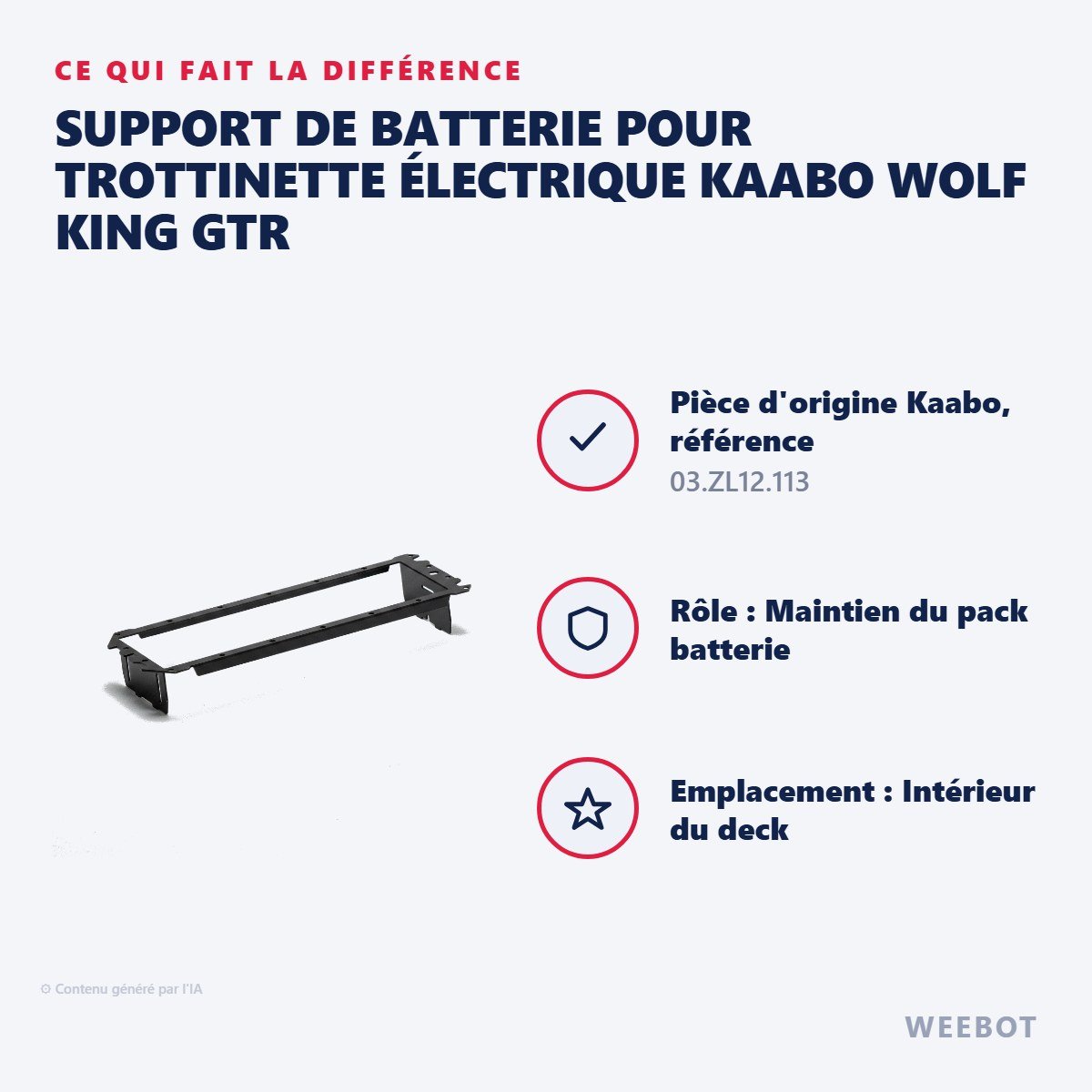 Support de Batterie pour Trottinette Électrique Kaabo Wolf King GTR - Weebot