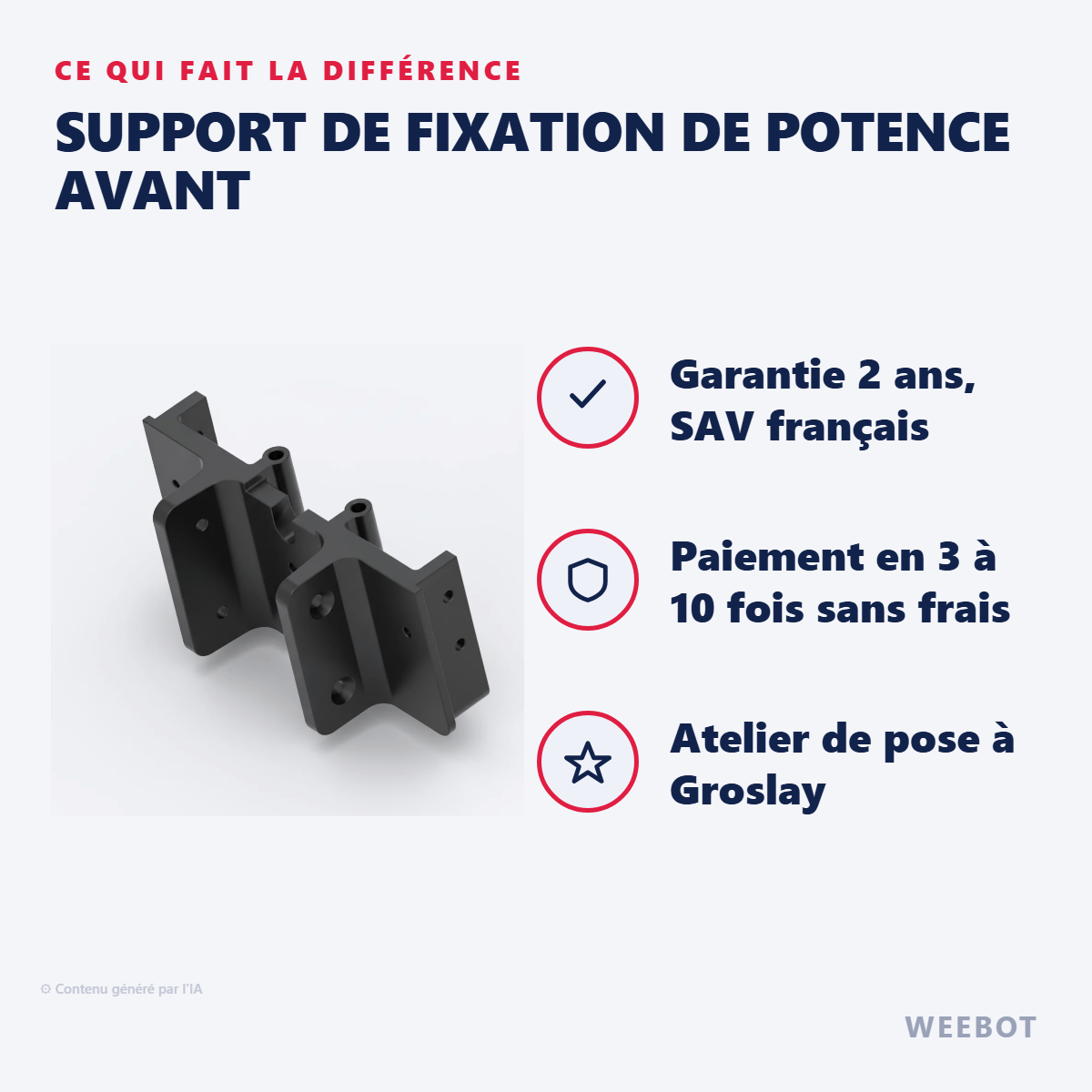 Support de Fixation de Potence Avant : les points forts