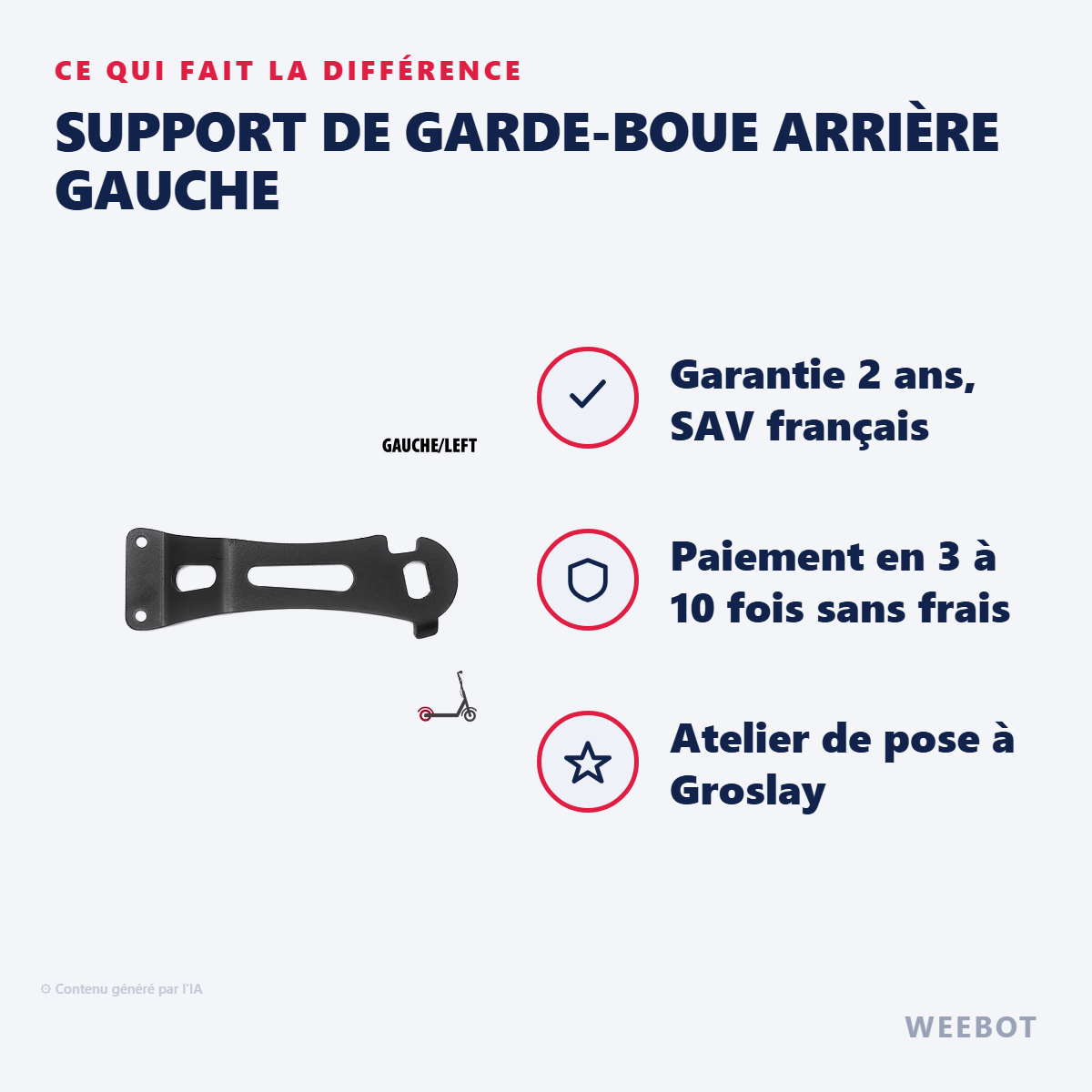Support de Garde-Boue Arrière Gauche : les points forts