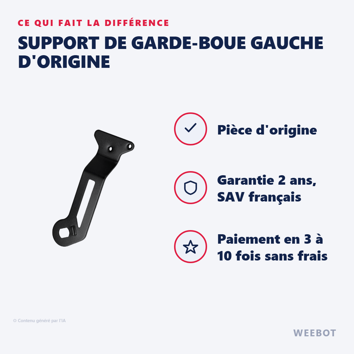 Support de Garde-Boue Gauche d'Origine : les points forts