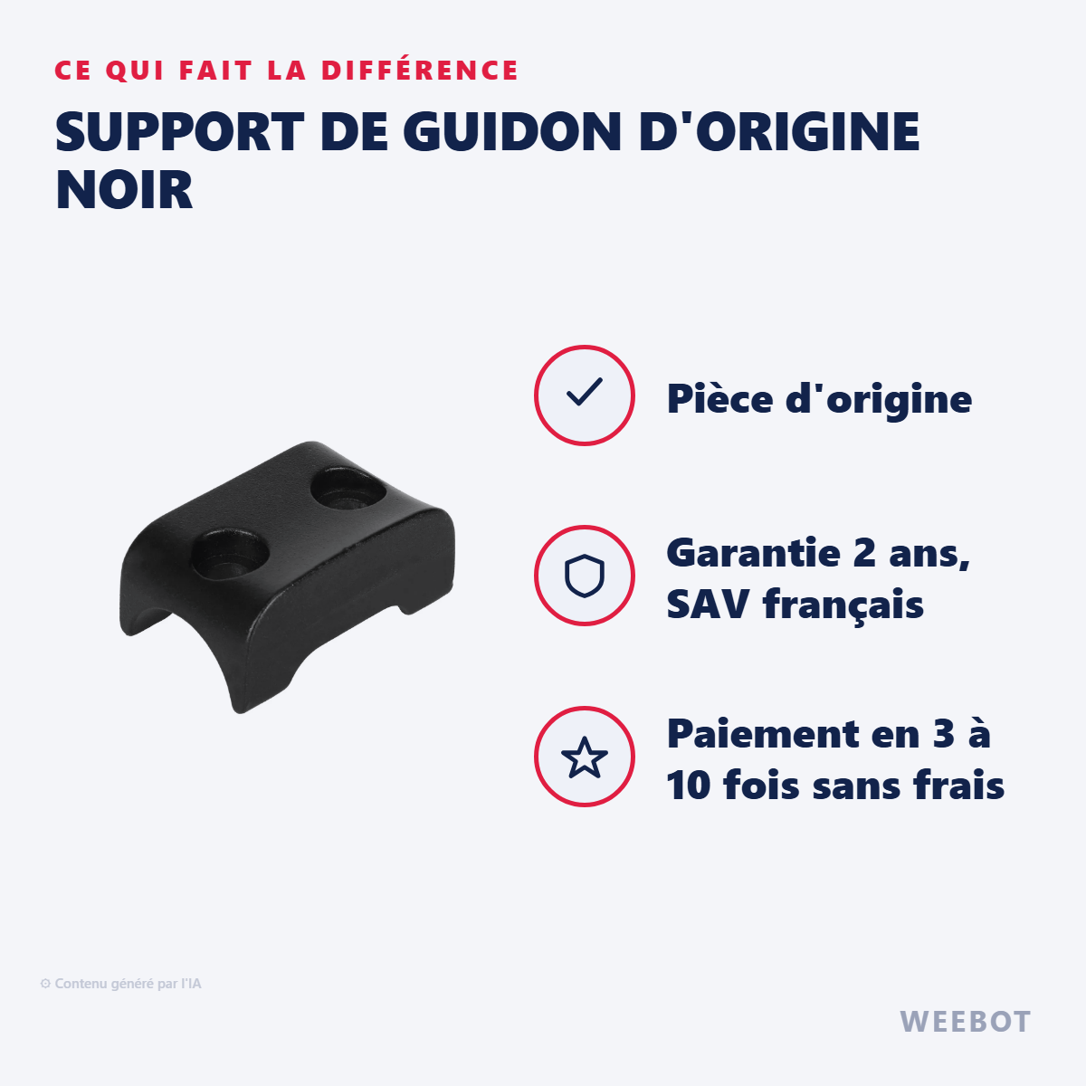 Support de Guidon d'Origine Noir : les points forts