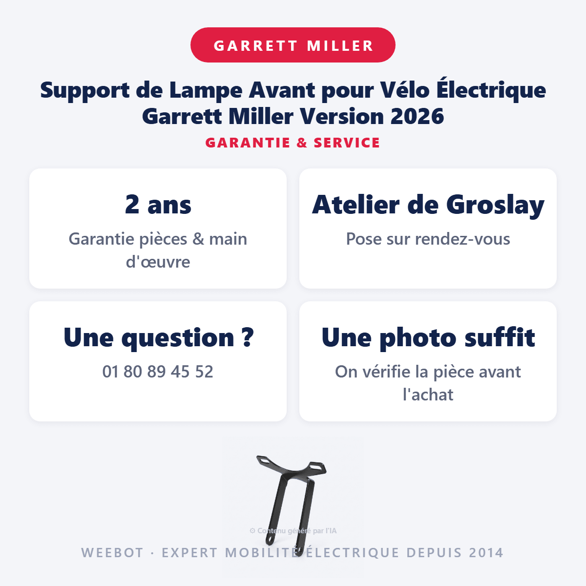Support de Lampe Avant pour Vélo Électrique Garrett Miller Version 2026 - Weebot