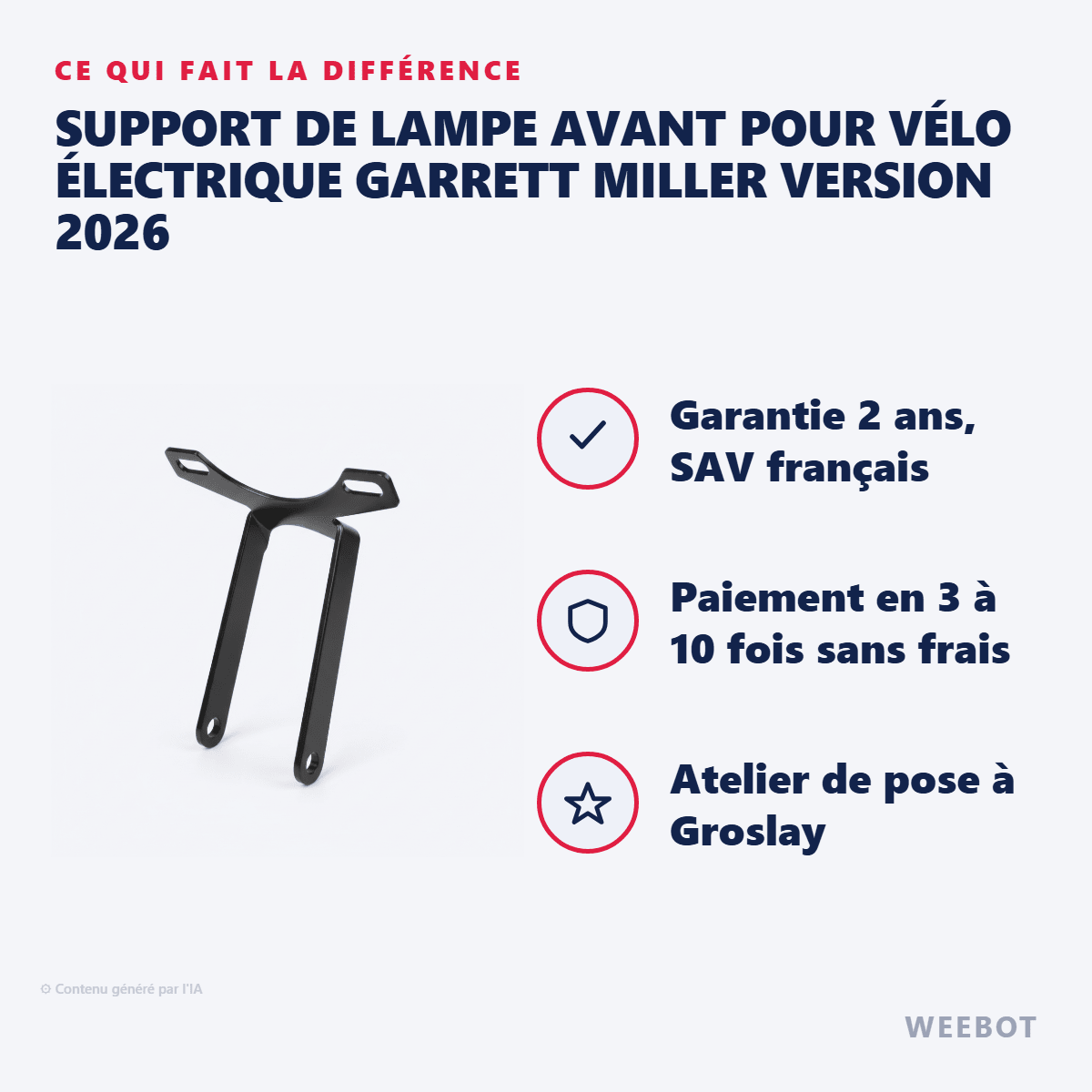 Support de Lampe Avant pour Vélo Électrique Garrett Miller Version 2026 - Weebot