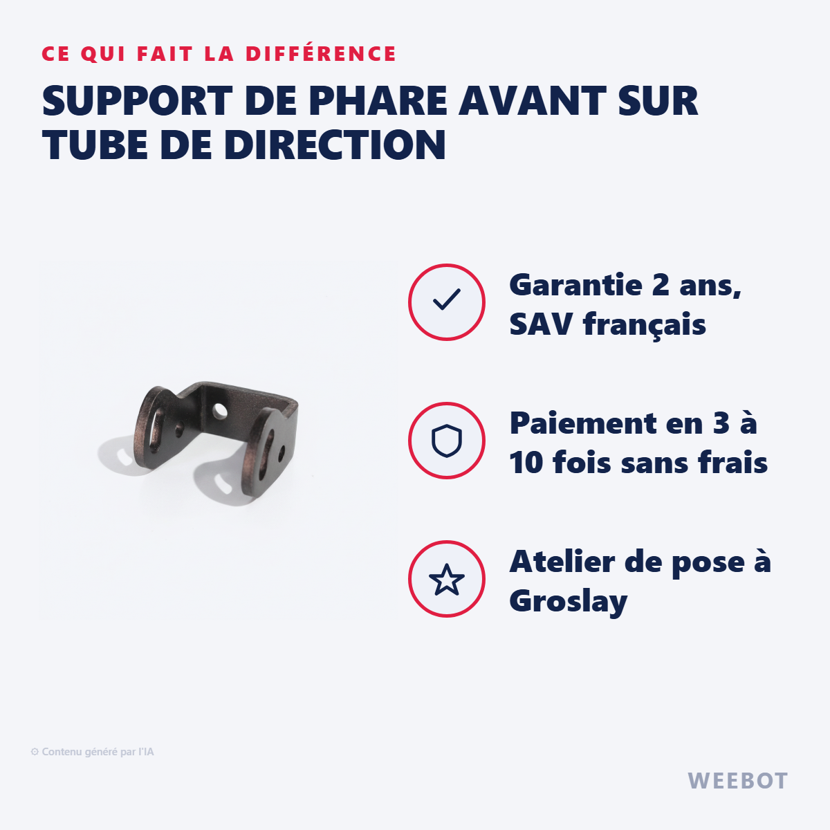 Support de Phare Avant sur Tube de Direction : les points forts