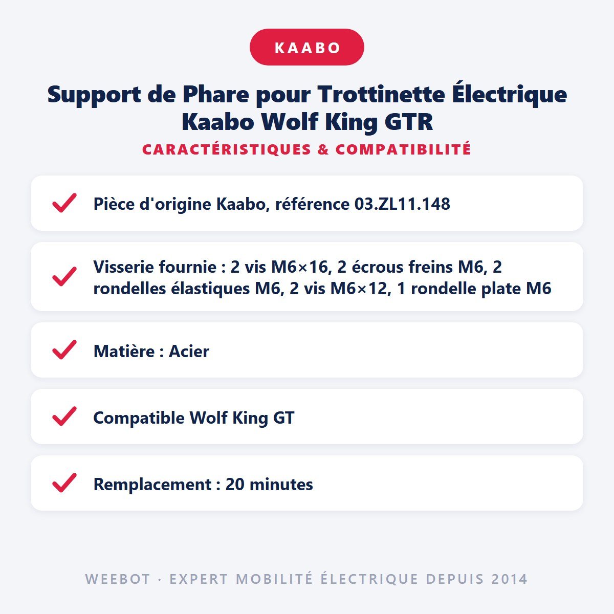 Support de Phare pour Trottinette Électrique Kaabo Wolf King GTR - Weebot