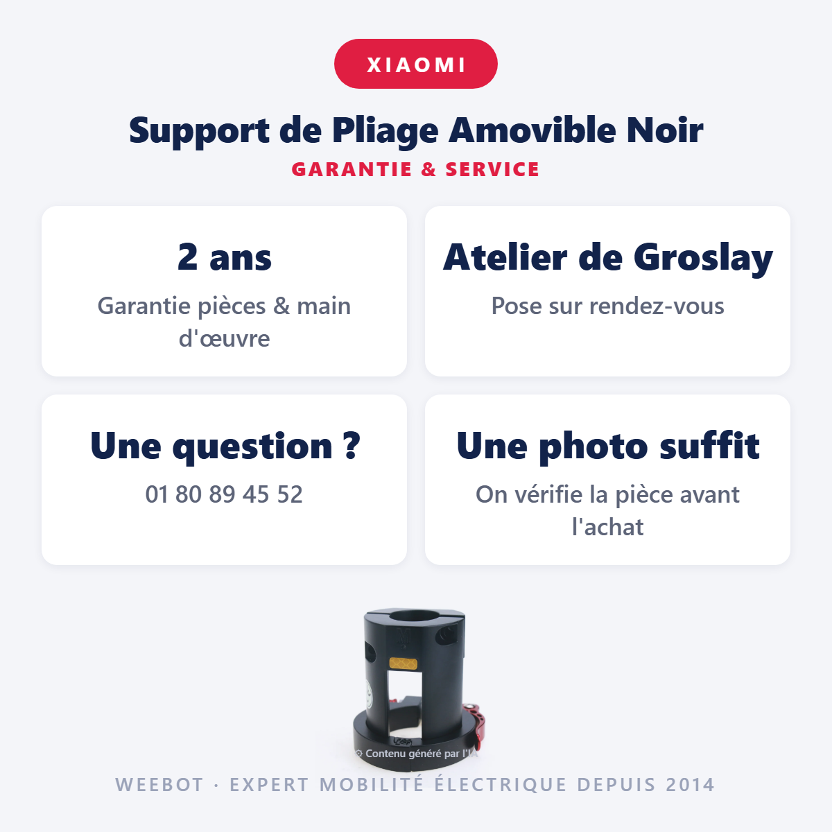 Support de Pliage Amovible Noir : garantie 2 ans et service après-vente