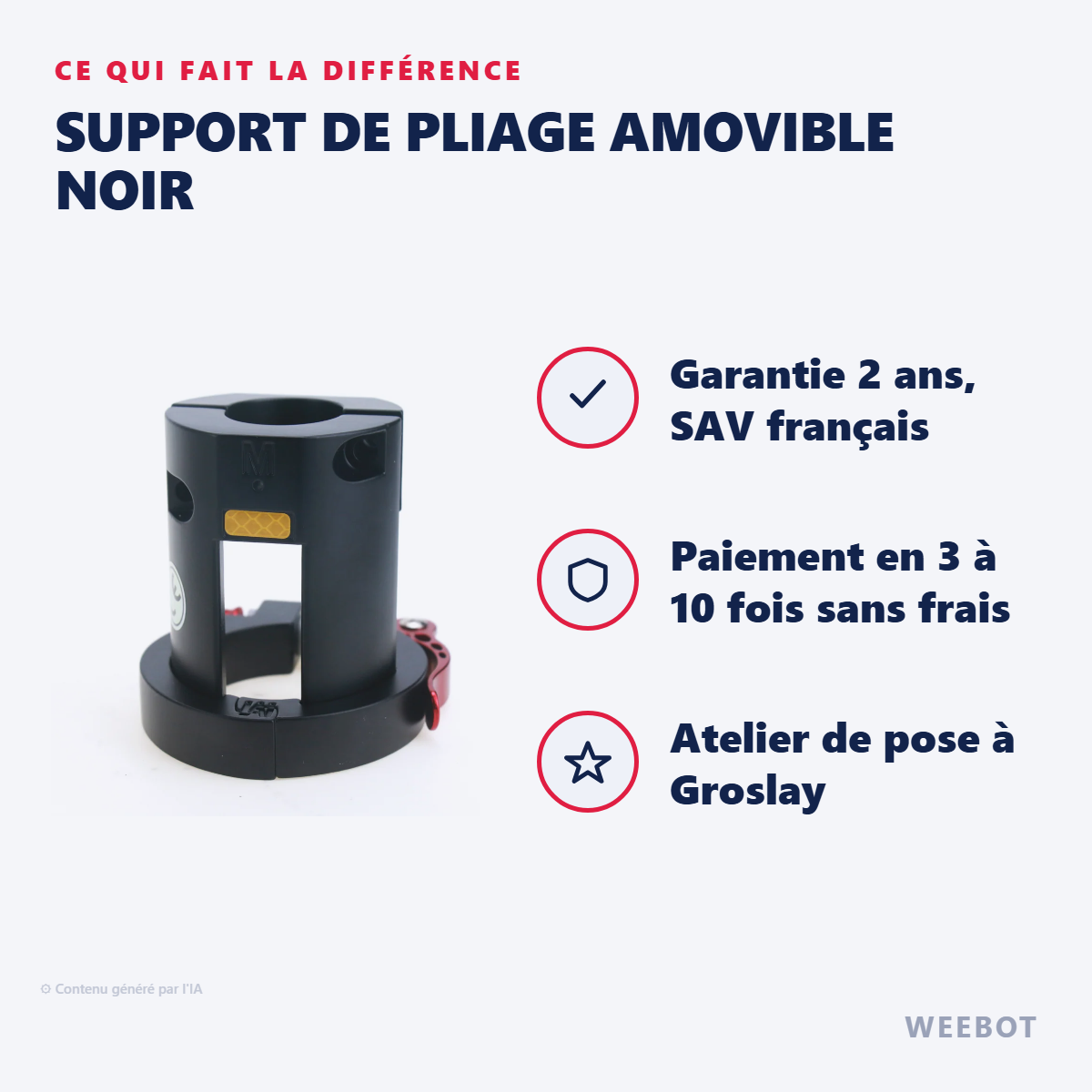 Support de Pliage Amovible Noir : les points forts