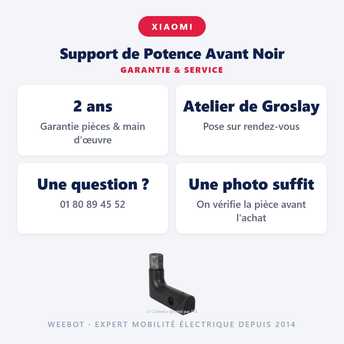 Support de Potence Avant Noir : garantie 2 ans et service après-vente