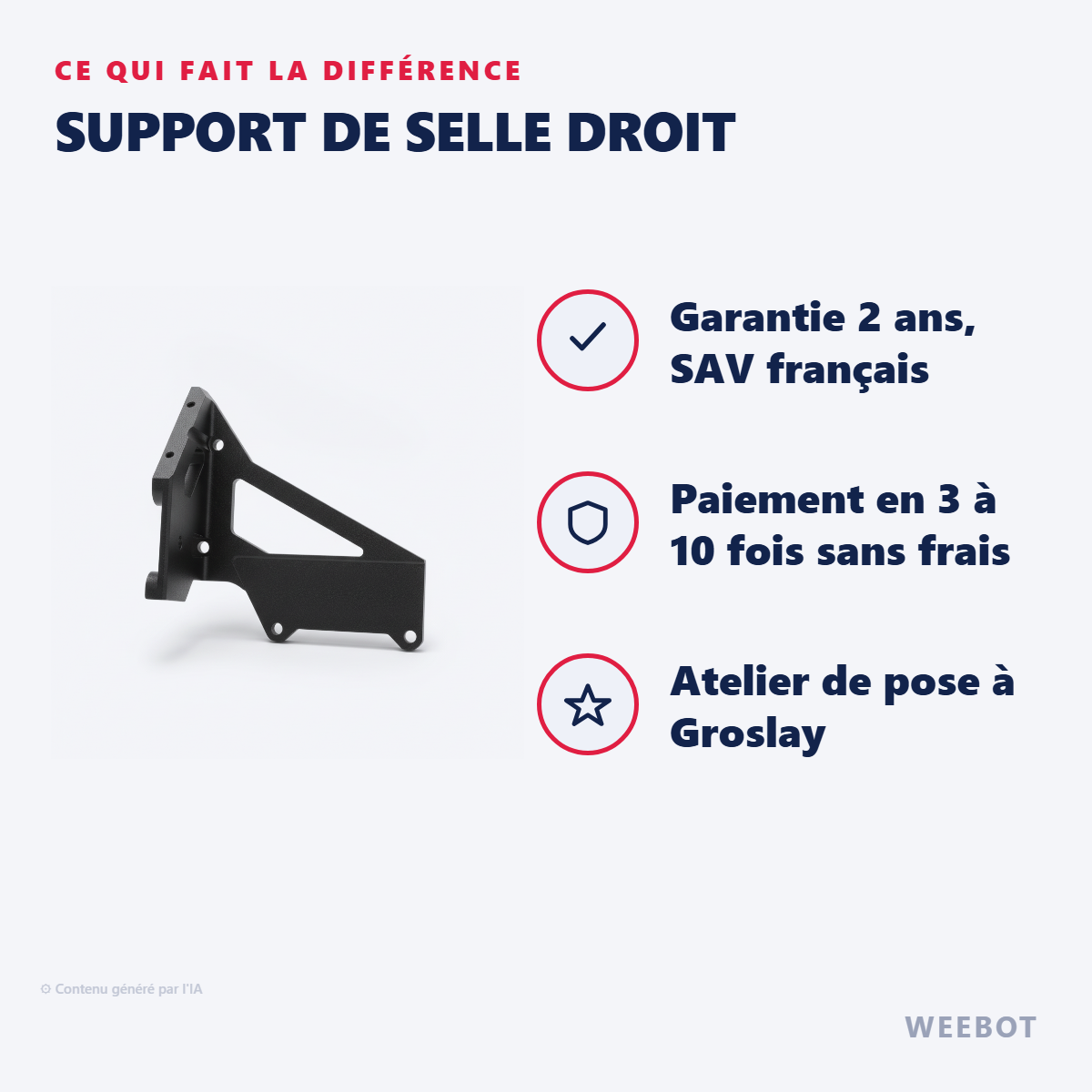 Support de Selle Droit : les points forts