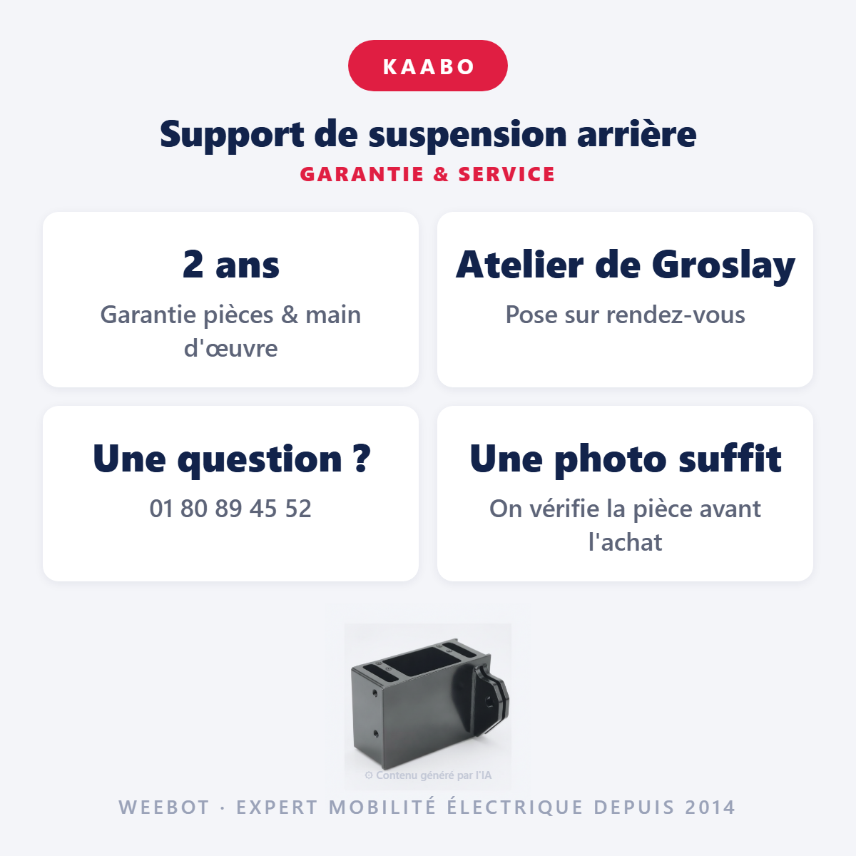 Support de suspension arrière : garantie 2 ans et service après-vente