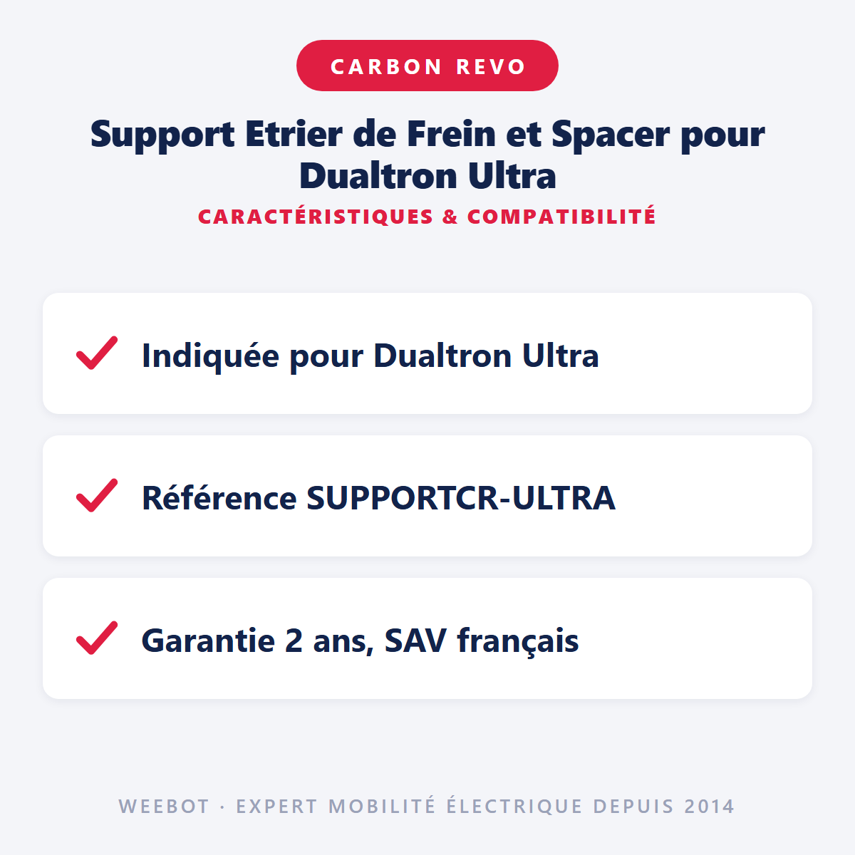 Support Etrier de Frein et Spacer pour Dualtron Ultra : caractéristiques et compatibilité