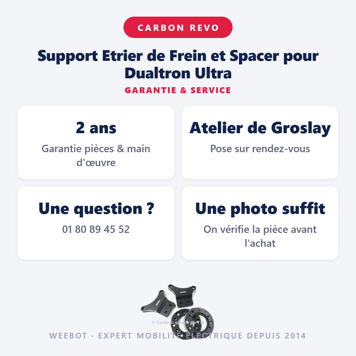 Support Etrier de Frein et Spacer pour Dualtron Ultra : garantie 2 ans et service après-vente