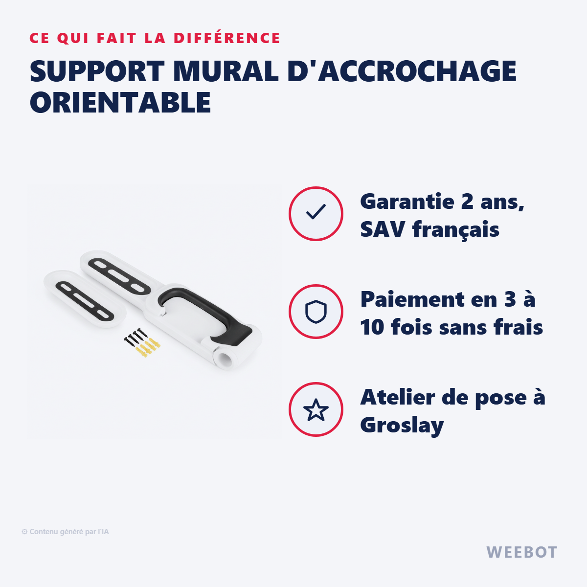 Support Mural d'Accrochage Orientable : les points forts