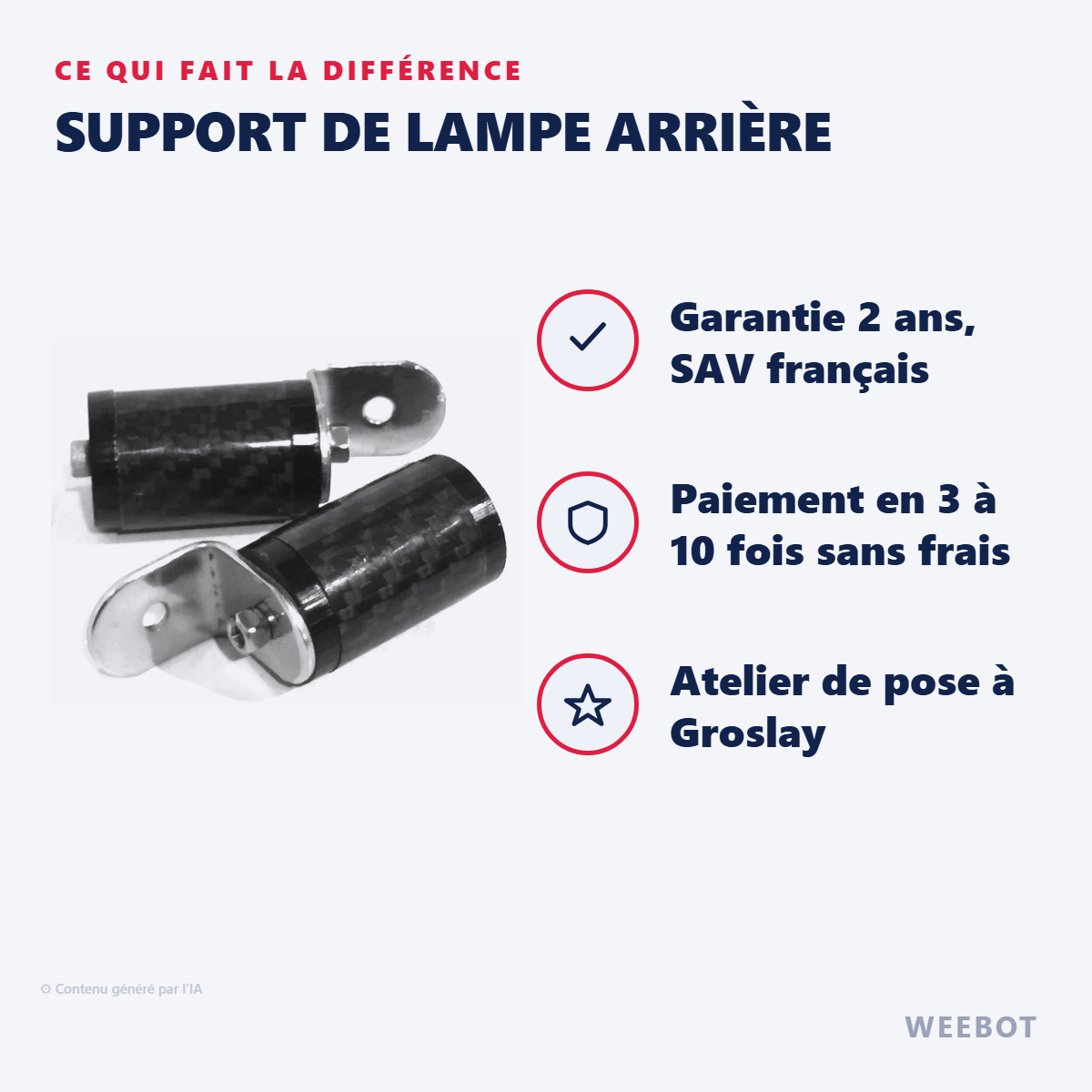 Support de Lampe arrière : les points forts
