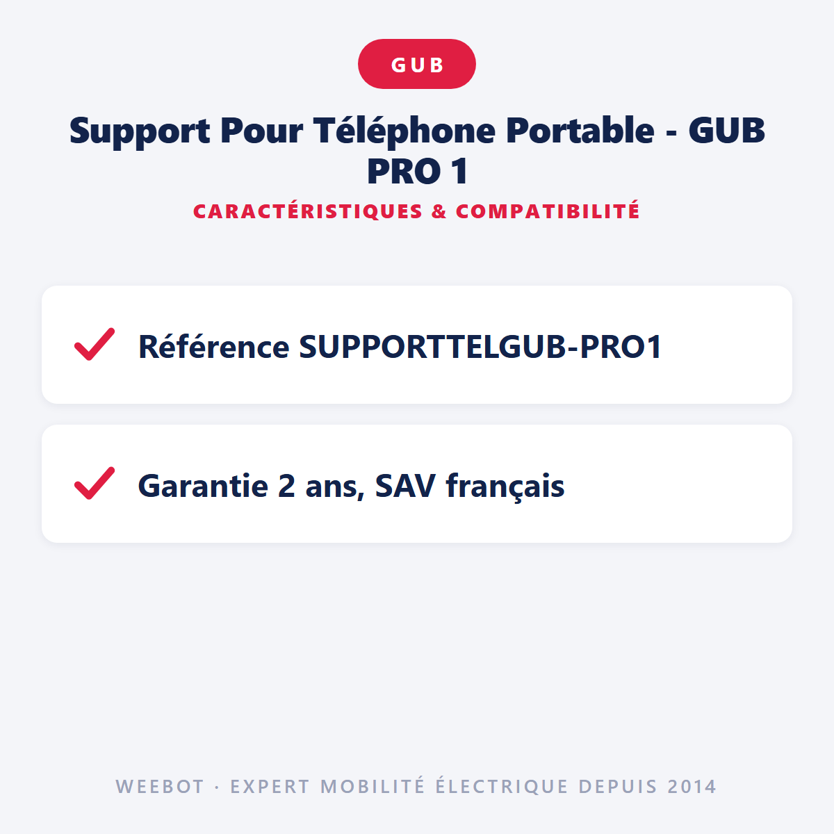 Support Pour Téléphone Portable - GUB PRO 1 : caractéristiques et compatibilité