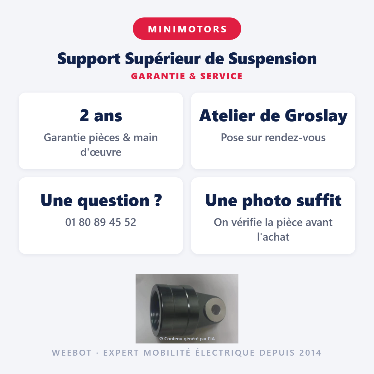 Support Supérieur de Suspension : garantie 2 ans et service après-vente