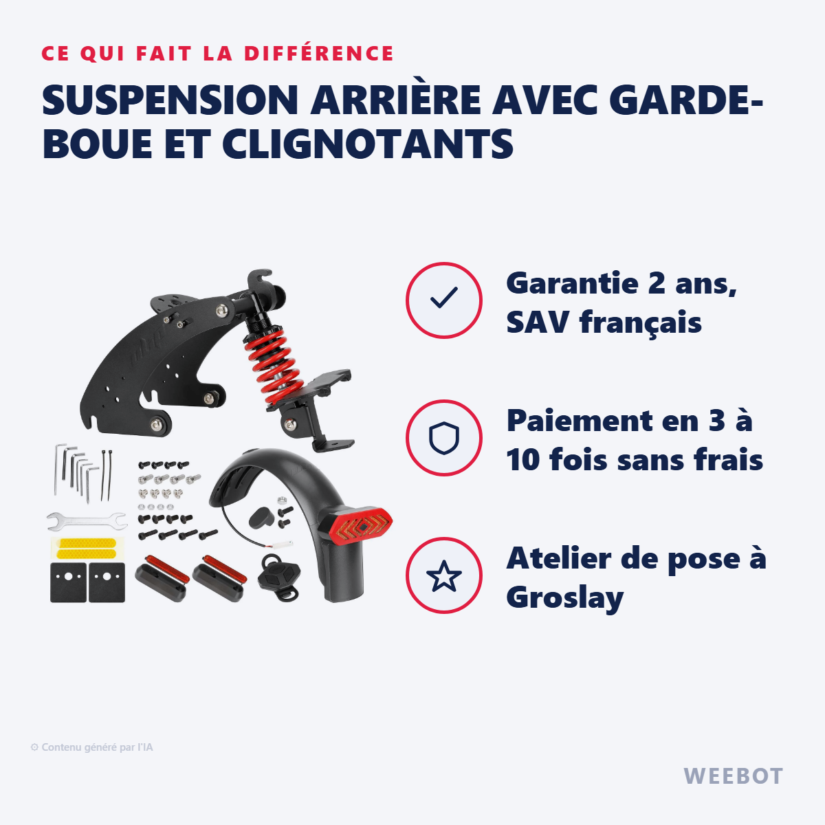 Suspension Arrière avec Garde-Boue et Clignotants : les points forts
