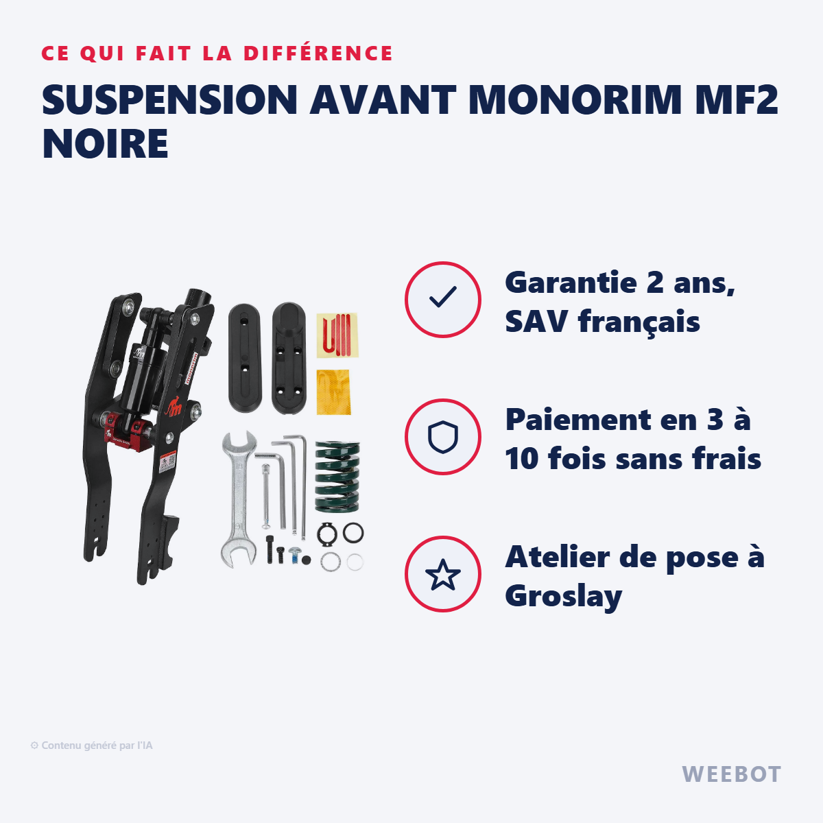 Suspension Avant Monorim MF2 Noire : les points forts