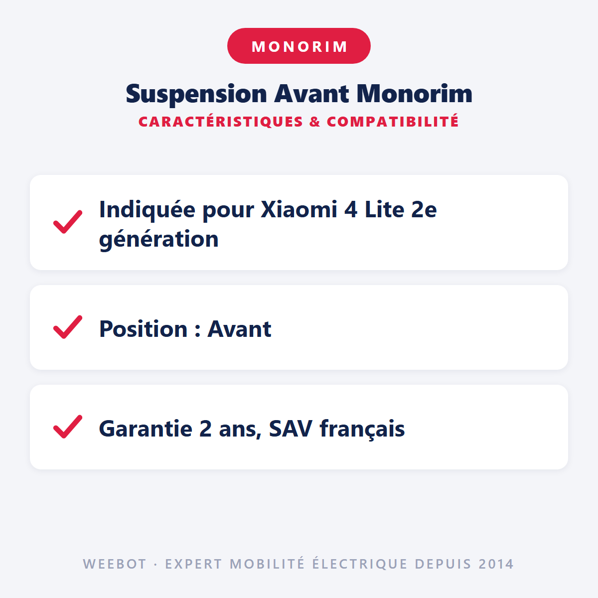 Suspension Avant Monorim : caractéristiques et compatibilité