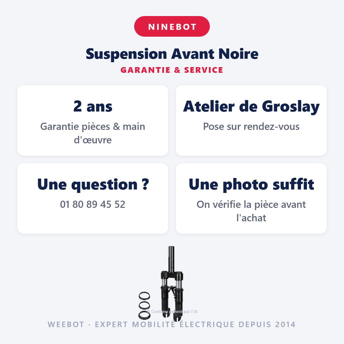 Suspension Avant Noire : garantie 2 ans et service après-vente