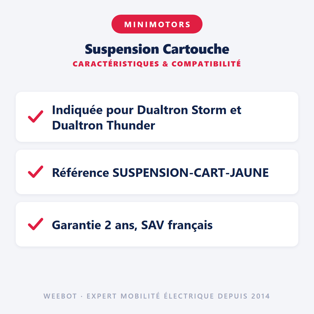 Suspension Cartouche : caractéristiques et compatibilité
