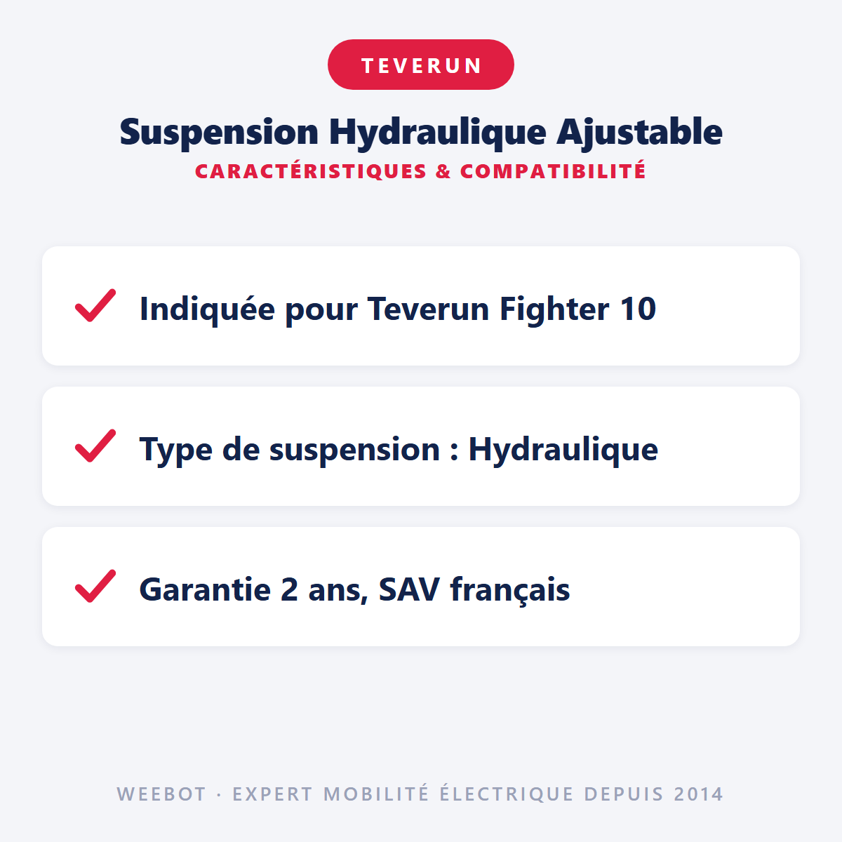 Suspension Hydraulique Ajustable pour Trottinette Electrique Teverun Fighter 10 et 10+ - Weebot