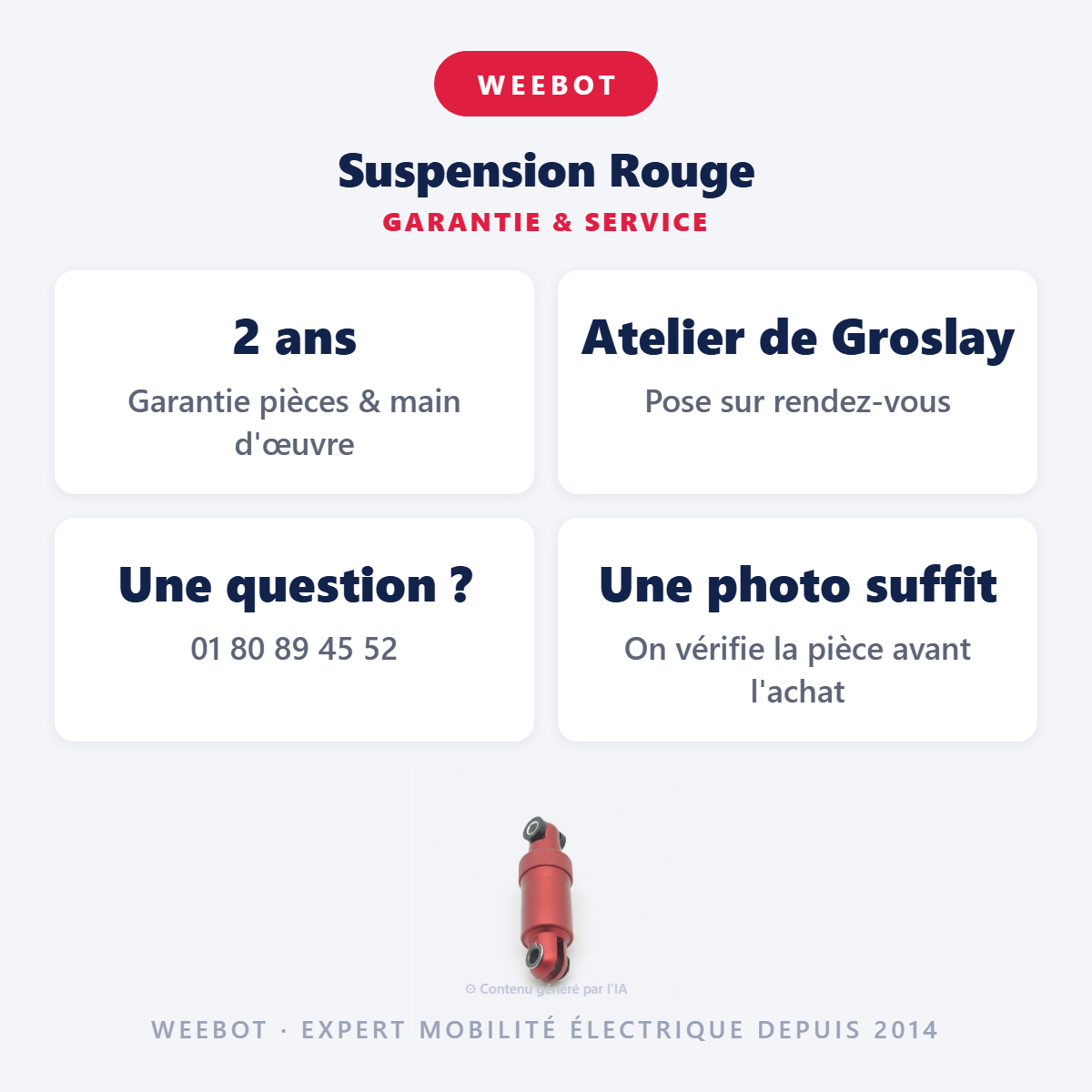 Suspension Rouge : garantie 2 ans et service après-vente