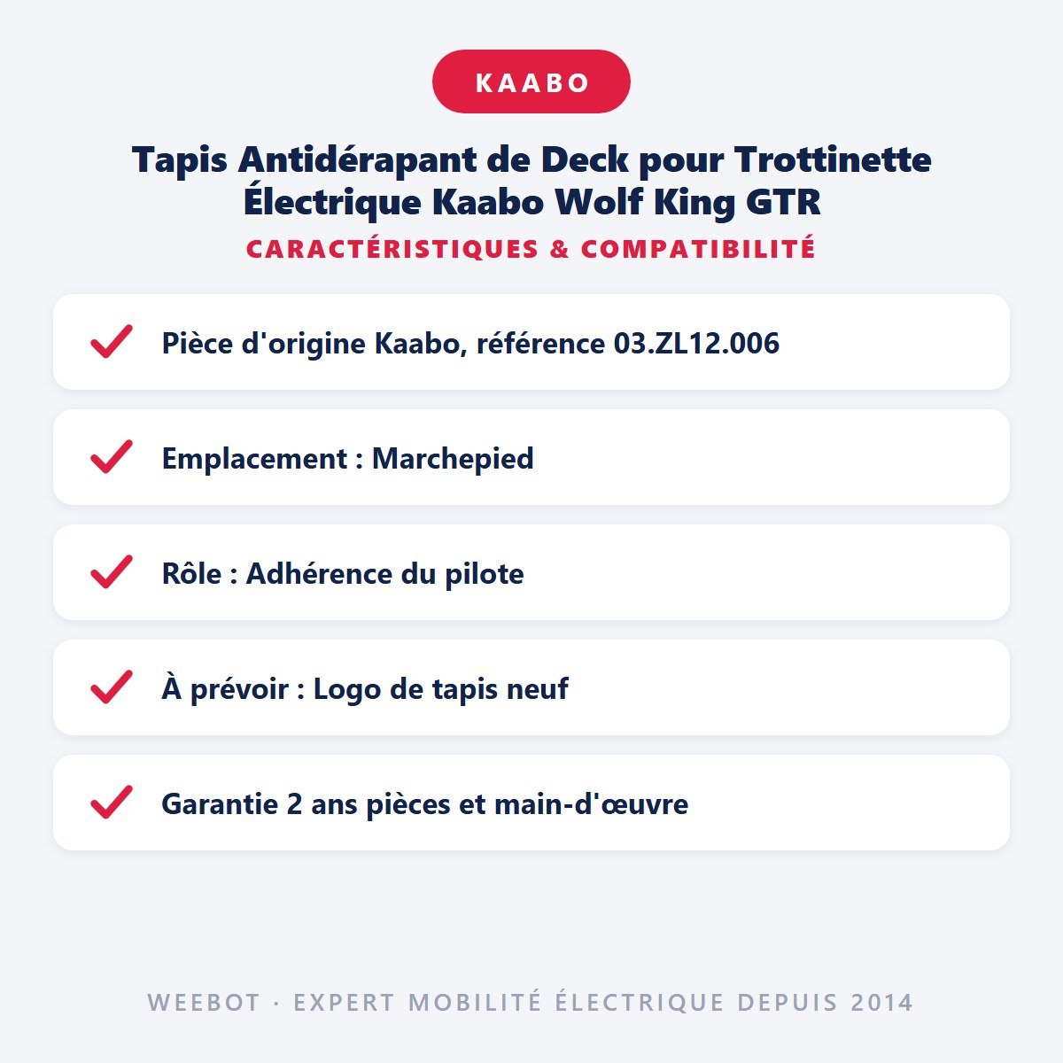 Tapis Antidérapant de Deck pour Trottinette Électrique Kaabo Wolf King GTR - Weebot
