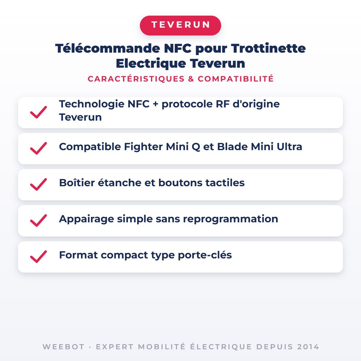 Télécommande NFC pour Trottinette Electrique Teverun - Weebot
