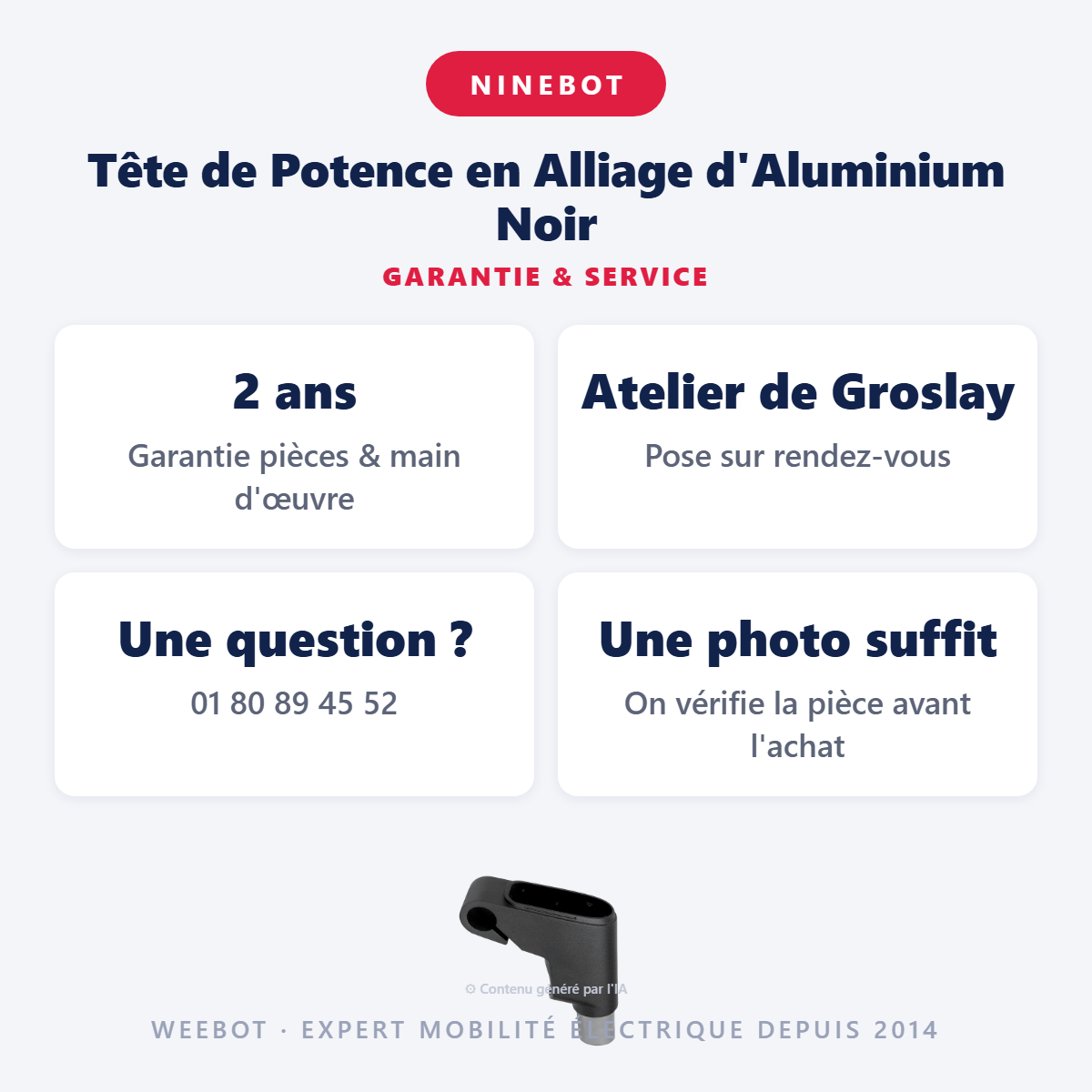 Tête de Potence en Alliage d'Aluminium Noir : garantie 2 ans et service après-vente