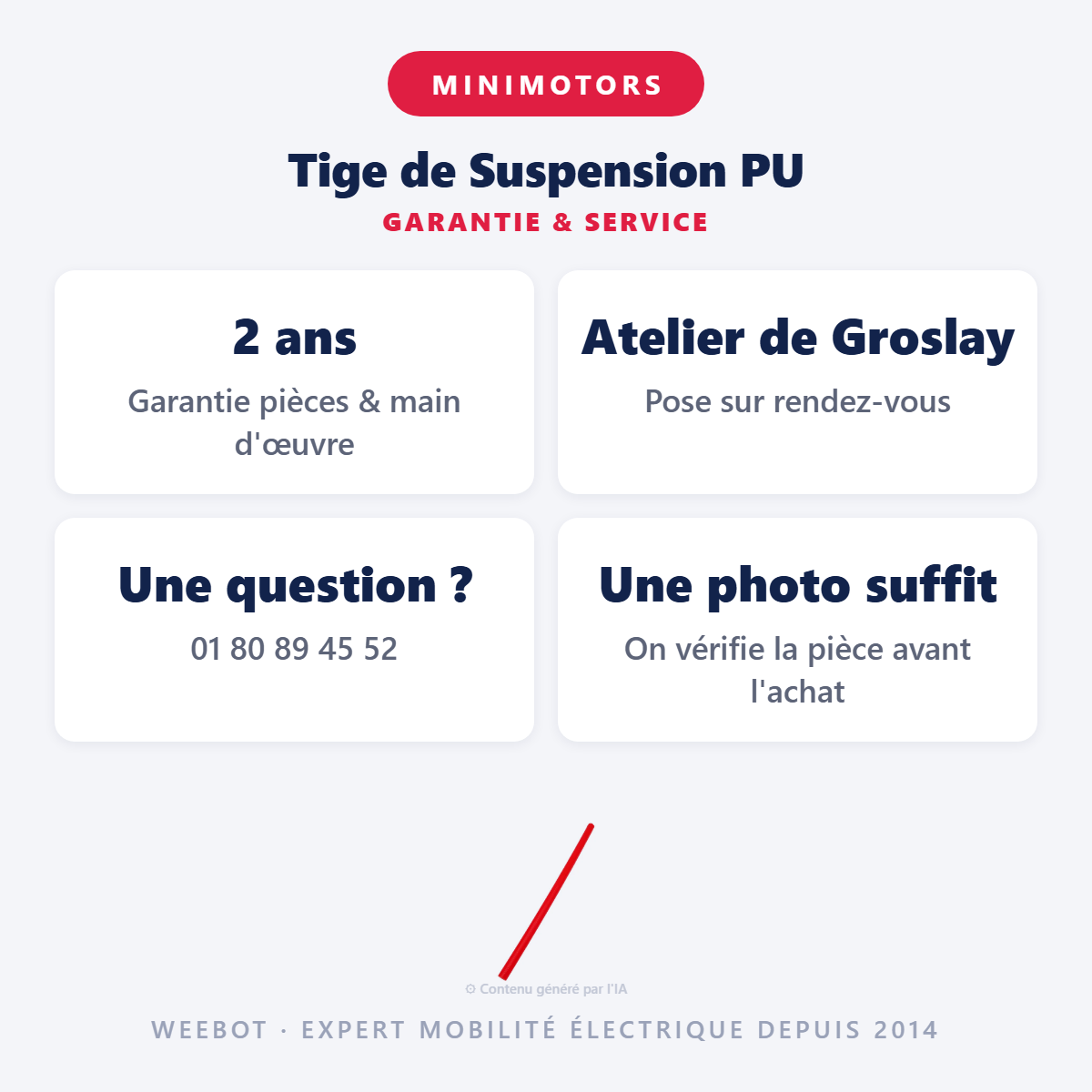 Tige de Suspension PU : garantie 2 ans et service après-vente