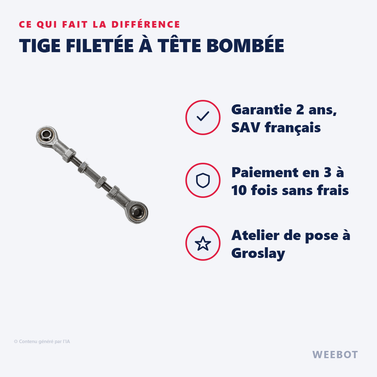 Tige Filetée à Tête Bombée pour Trottinette Electrique Teverun Tetra - Weebot