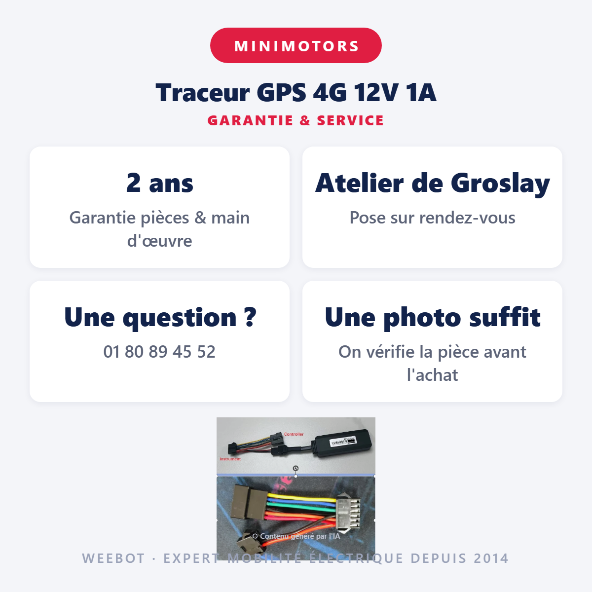 Traceur GPS 4G 12V 1A : garantie 2 ans et service après-vente