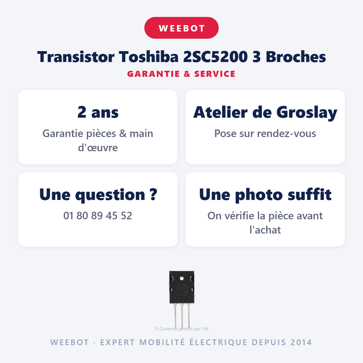 Transistor Toshiba 2SC5200 3 Broches : garantie 2 ans et service après-vente