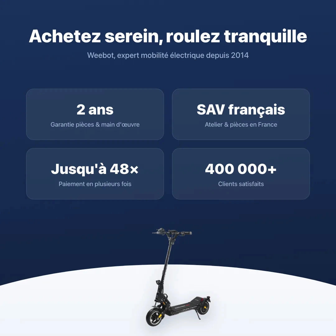 Trottinette Électrique Dualtron Aminia — garantie, livraison rapide et SAV Weebot, expert mobilité électrique depuis 2014.