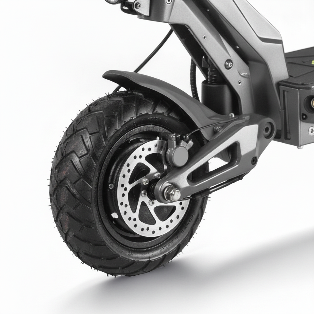 Trottinette Électrique Langfeite Cayman S — gros plan du frein à disque