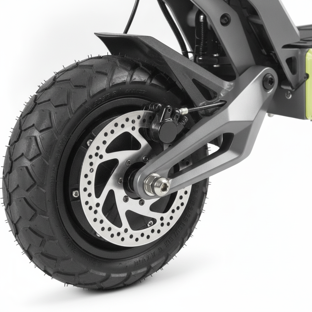 Trottinette Électrique Langfeite Roadster GT — gros plan du frein à disque