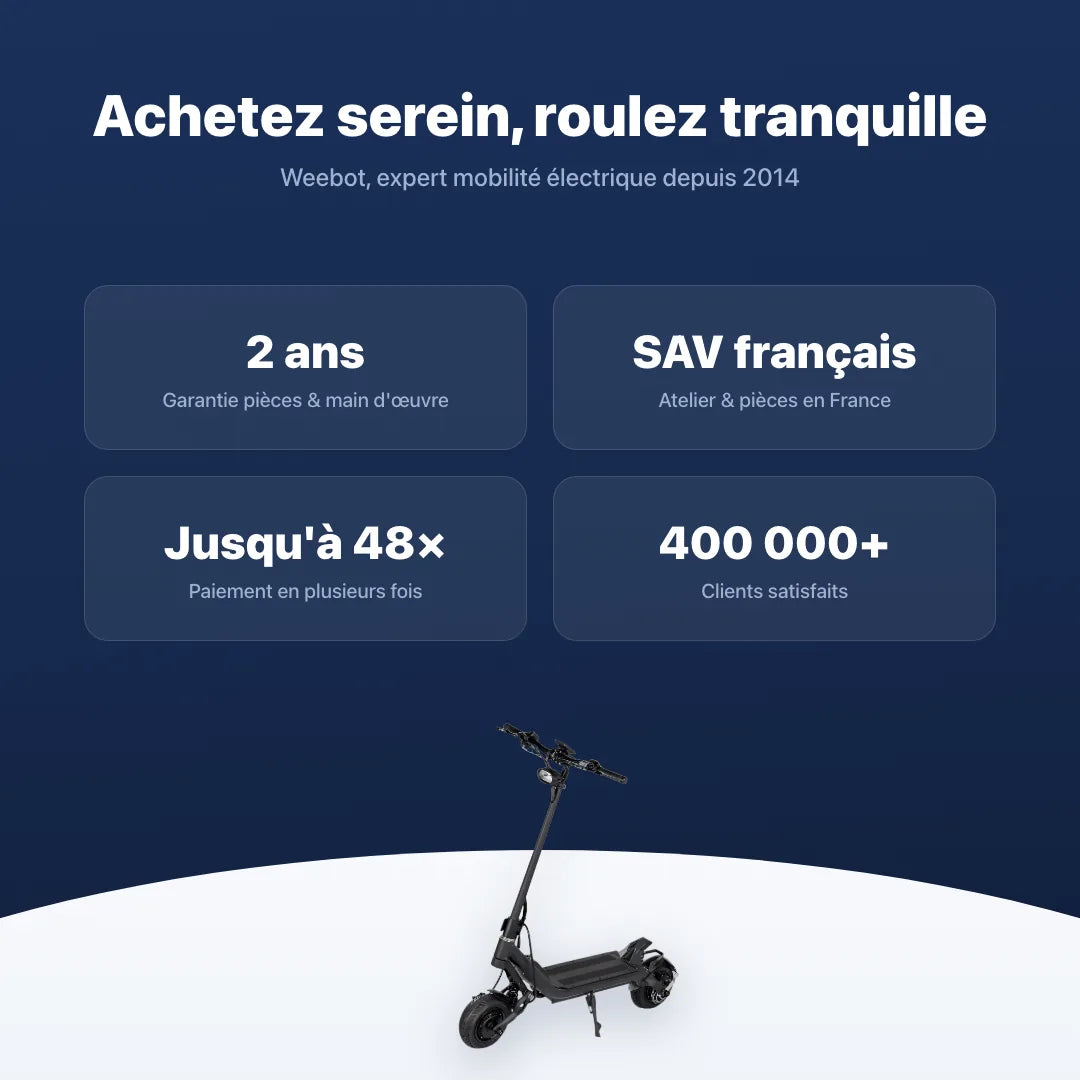 Trottinette Électrique Nami Klima Max — garantie, livraison rapide et SAV Weebot, expert mobilité électrique depuis 2014.