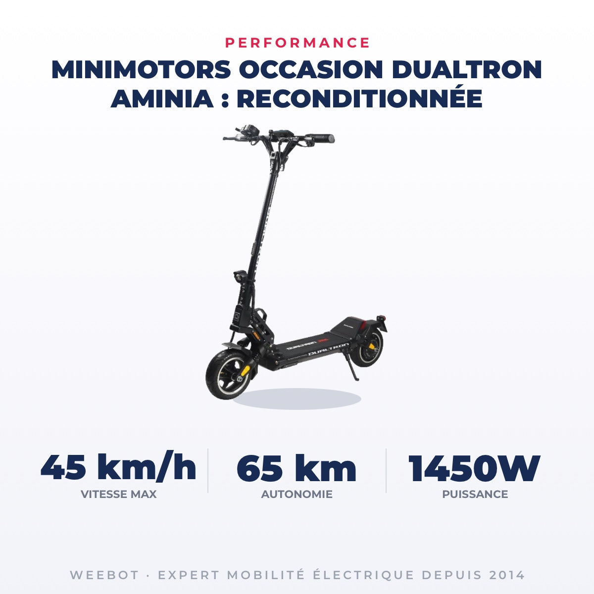 Trottinette Électrique Occasion Dualtron Aminia : Reconditionnée — performance : 45 km/h, 65 km, 1450W