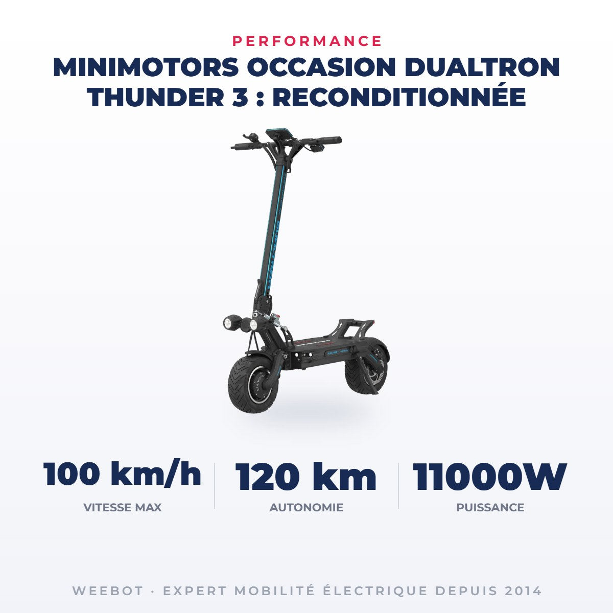 Trottinette Électrique Occasion Dualtron Thunder 3 : Reconditionnée — performance : 100 km/h, 120 km, 11000W