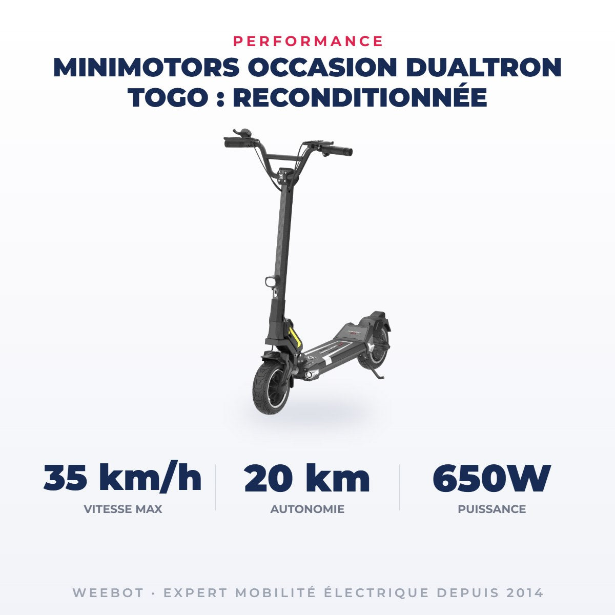 Trottinette Électrique Occasion Dualtron Togo : Reconditionnée — performance : 35 km/h, 20 km, 650W
