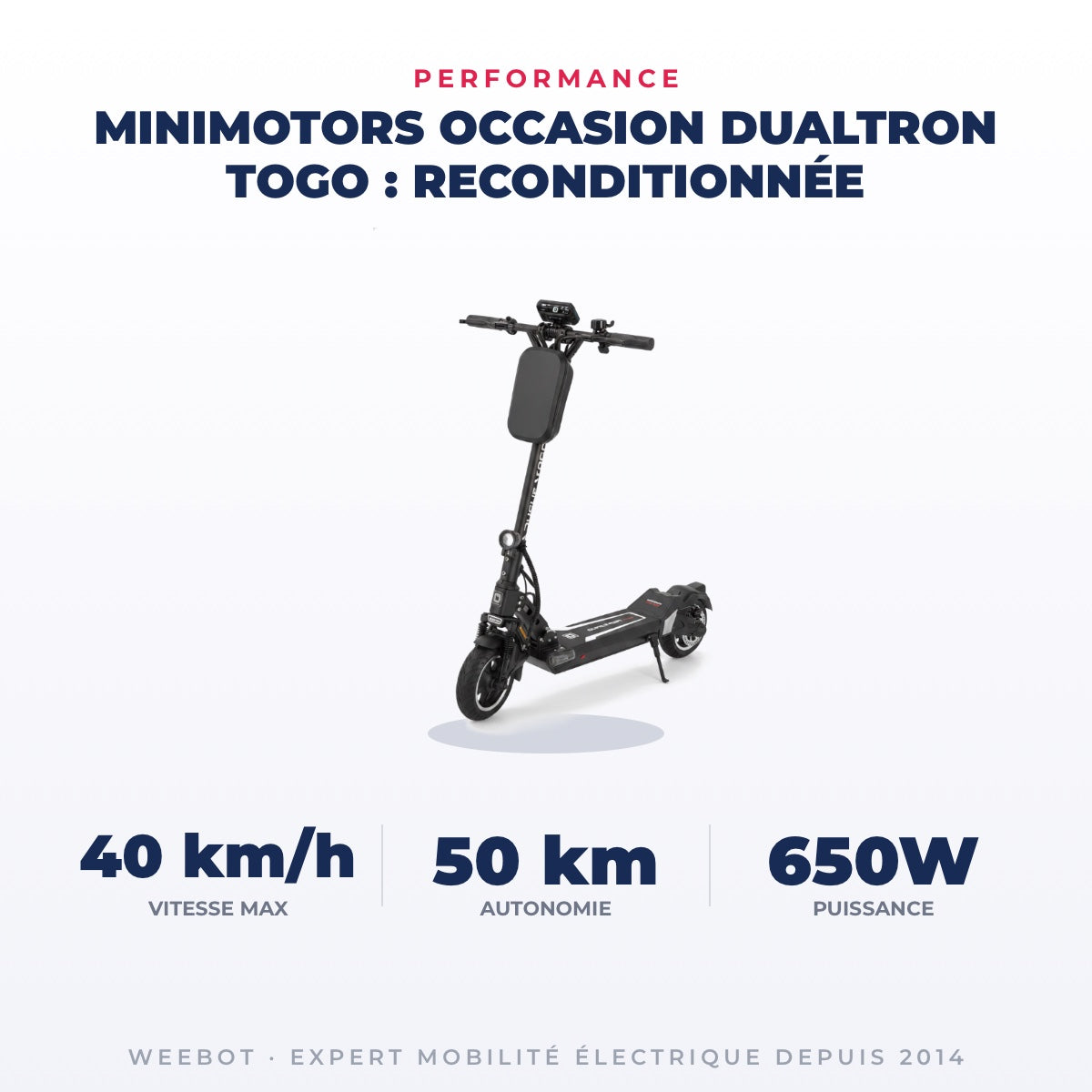 Trottinette Électrique Occasion Dualtron Togo : Reconditionnée — performance : 40 km/h, 50 km, 650W