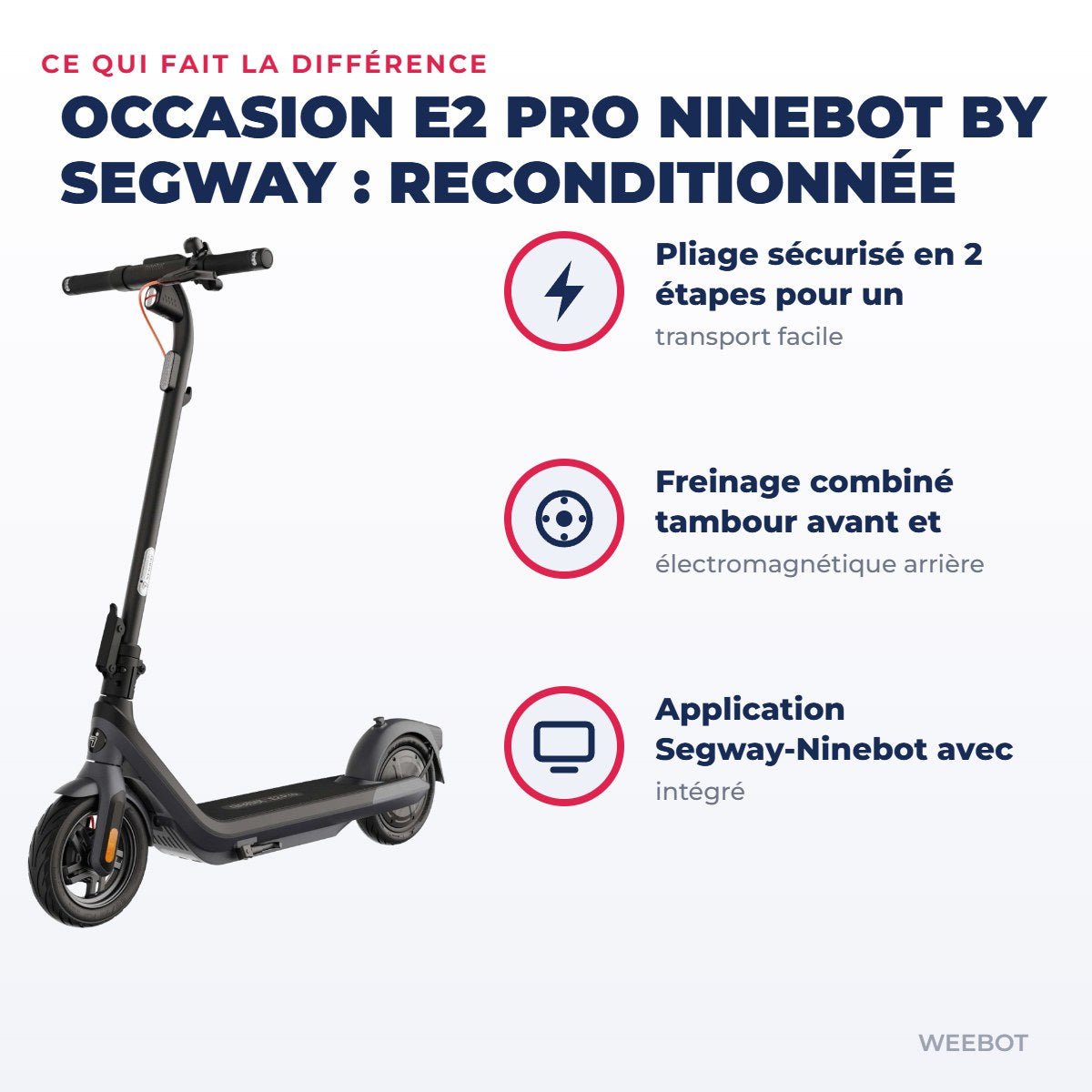 Trottinette Électrique Occasion F25E Ninebot by Segway : Reconditionnée - Weebot