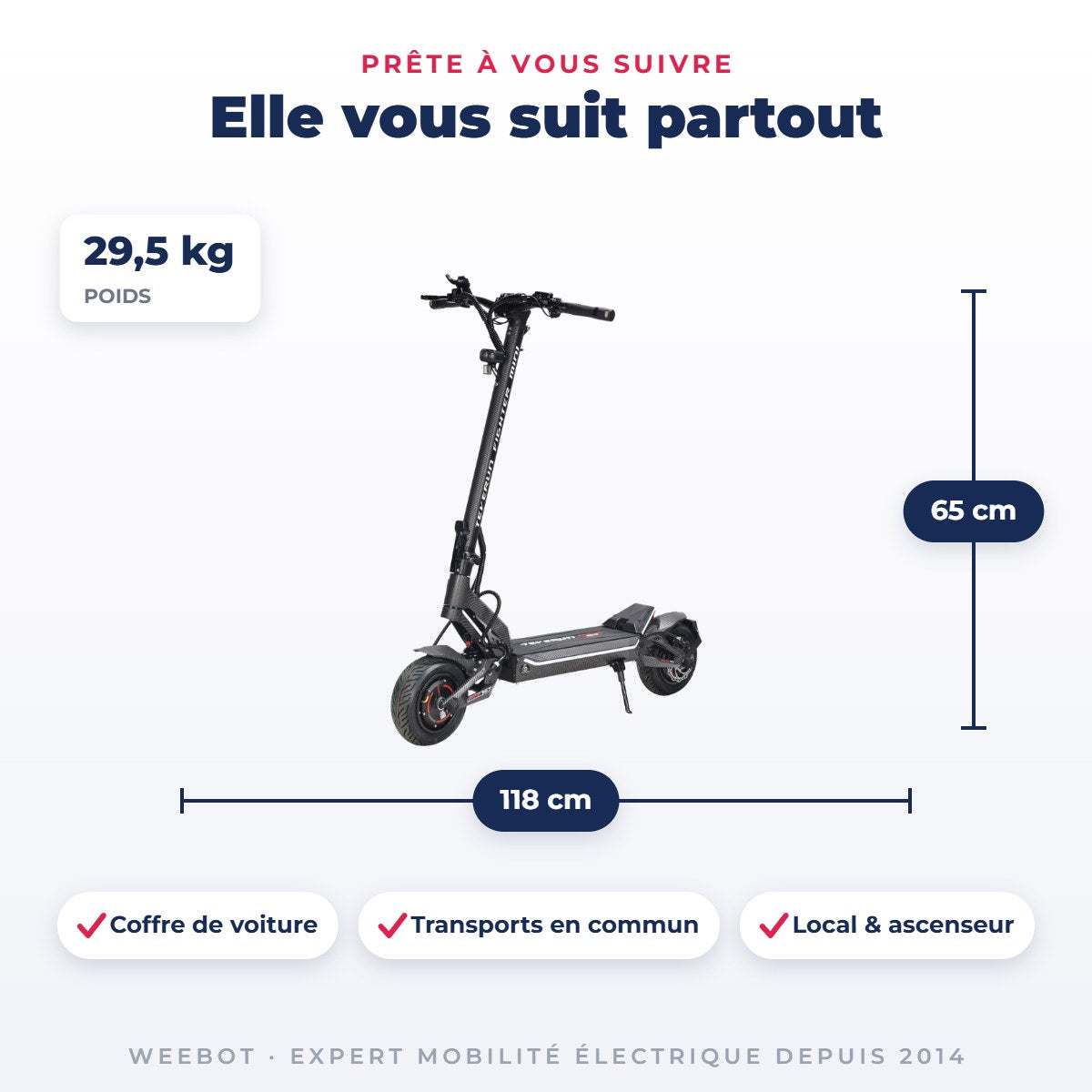 Trottinette Électrique Occasion Teverun Fighter Mini Pro V6 2026 : Reconditionnée — dimensions et poids 29,5 kg, pour le