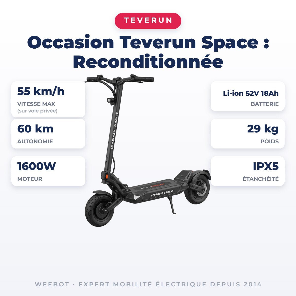 Trottinette Électrique Occasion Teverun Space : Reconditionnée - Weebot