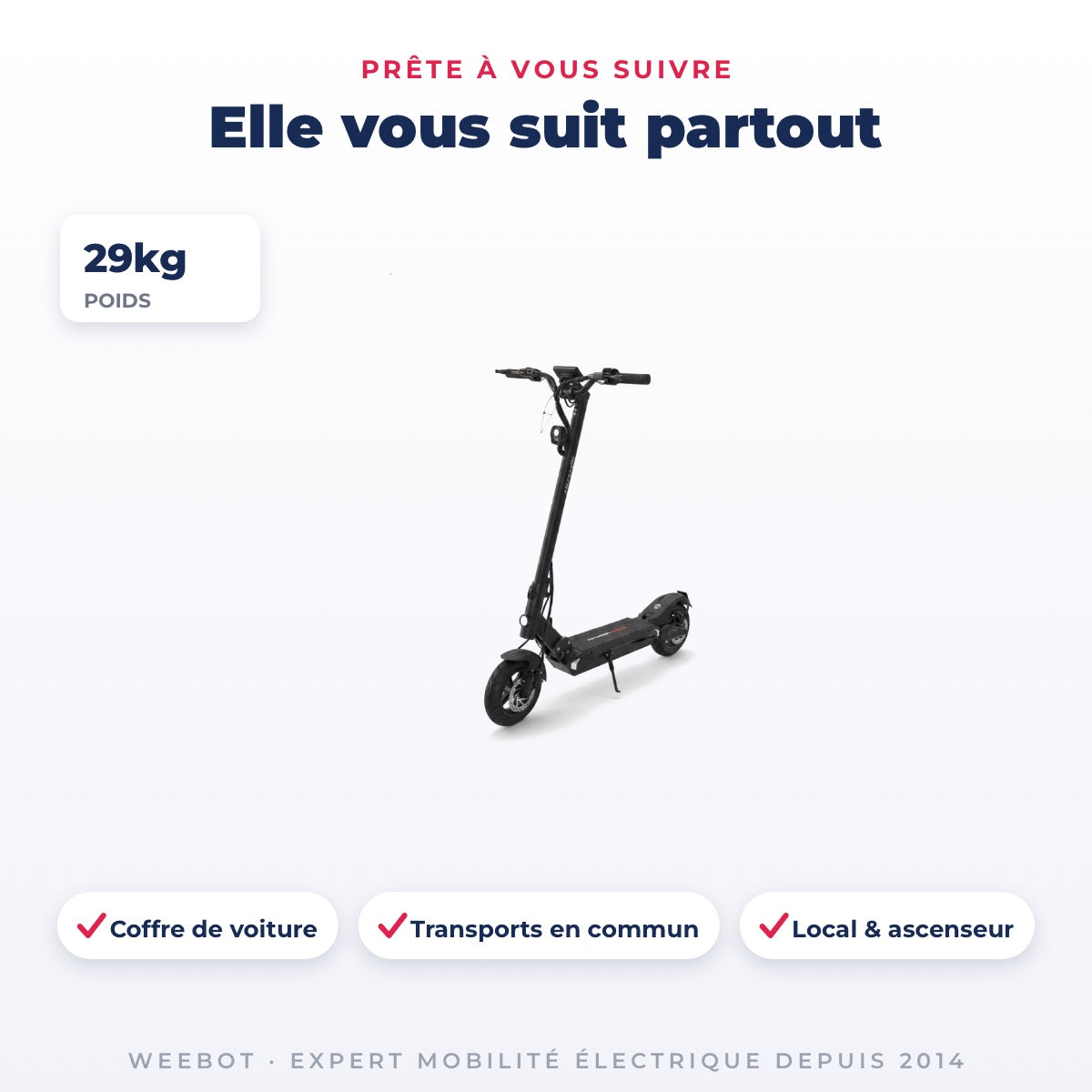 Trottinette Électrique Occasion Teverun Space : Reconditionnée — dimensions et poids 29kg, pour le transport au quotidien