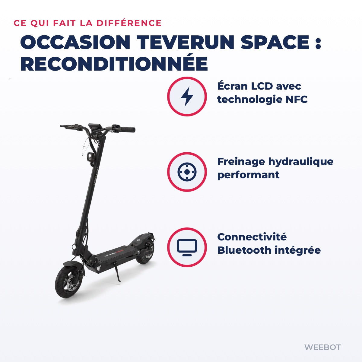 Trottinette Électrique Occasion Teverun Space : Reconditionnée — points forts : Écran LCD avec technologie NFC