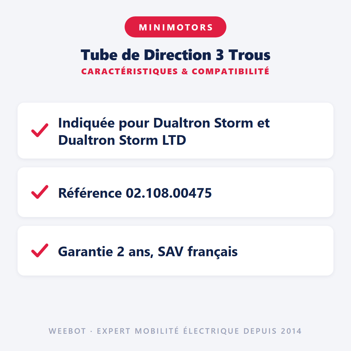 Tube de Direction 3 Trous : caractéristiques et compatibilité