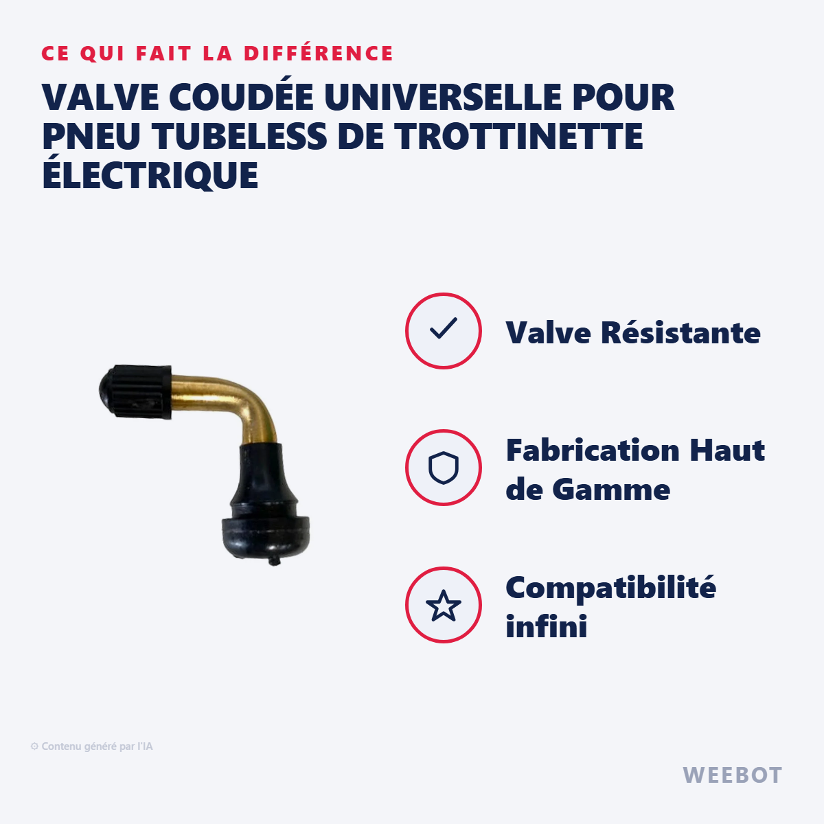 Valve Coudée Universelle pour Pneu Tubeless de Trottinette Électrique : les points forts