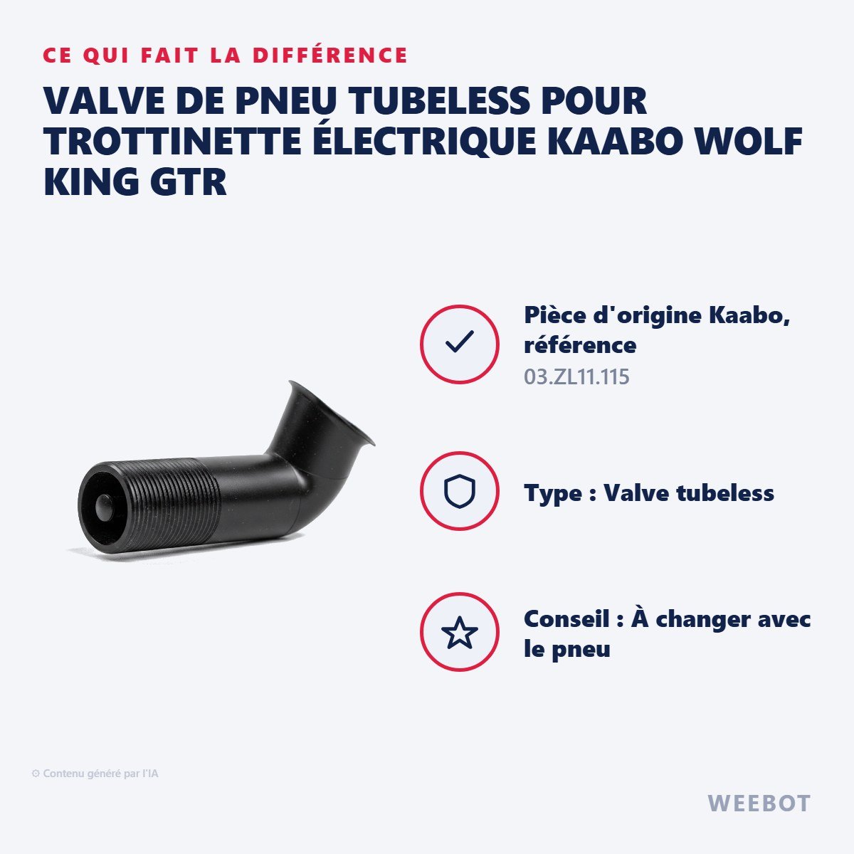 Valve de Pneu Tubeless pour Trottinette Électrique Kaabo Wolf King GTR - Weebot